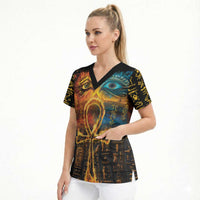Eye of Ra and Eye of Horus Scrub Top Power and Magic Ancient Egyptian Mythology