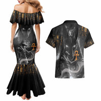 Mythical Anubis Couples Matching Mermaid Dress and Hawaiian Shirt The Egyptian God of Death LT9 - Wonder Print Shop