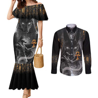 Mythical Anubis Couples Matching Mermaid Dress and Long Sleeve Button Shirt The Egyptian God of Death