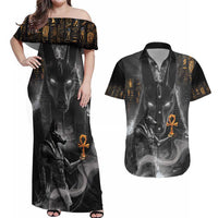 Mythical Anubis Couples Matching Off Shoulder Maxi Dress and Hawaiian Shirt The Egyptian God of Death LT9 - Wonder Print Shop