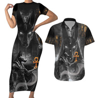 Mythical Anubis Couples Matching Short Sleeve Bodycon Dress and Hawaiian Shirt The Egyptian God of Death LT9 - Wonder Print Shop