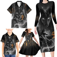 Mythical Anubis Family Matching Long Sleeve Bodycon Dress and Hawaiian Shirt The Egyptian God of Death LT9 - Wonder Print Shop