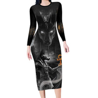 Mythical Anubis Family Matching Long Sleeve Bodycon Dress and Hawaiian Shirt The Egyptian God of Death LT9 - Wonder Print Shop