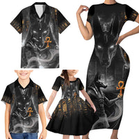 Mythical Anubis Family Matching Short Sleeve Bodycon Dress and Hawaiian Shirt The Egyptian God of Death - Wonder Print Shop