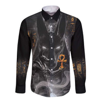 Mythical Anubis Long Sleeve Button Shirt The Egyptian God of Death - Wonder Print Shop