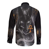 Mythical Anubis Long Sleeve Button Shirt The Egyptian God of Death - Wonder Print Shop