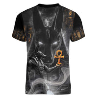 Mythical Anubis Women V-Neck T-Shirt The Egyptian God of Death - Wonder Print Shop