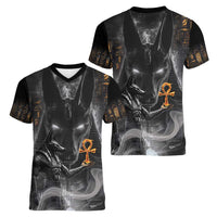Mythical Anubis Women V-Neck T-Shirt The Egyptian God of Death - Wonder Print Shop