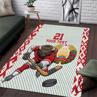 Belarus Ice Hockey Custom Area Rug With Bison Mascot Flag Style