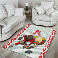 Belarus Ice Hockey Custom Area Rug With Bison Mascot Flag Style