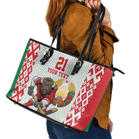Belarus Ice Hockey Custom Leather Tote Bag With Bison Mascot Flag Style