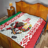 Belarus Ice Hockey Custom Quilt With Bison Mascot Flag Style