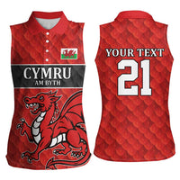 Wales Rugby Custom Women Sleeveless Polo Shirt Y Ddraig Goch Ddyry Cychwyn