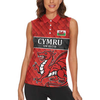 Wales Rugby Custom Women Sleeveless Polo Shirt Y Ddraig Goch Ddyry Cychwyn