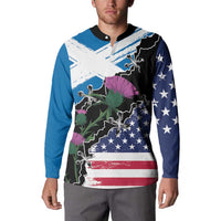 Scottish-American Heritage Month Button Sweatshirt Proud Scottish American Heritage