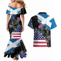 Scottish-American Heritage Month Couples Matching Mermaid Dress and Hawaiian Shirt Proud Scottish American Heritage