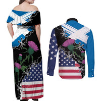 Scottish-American Heritage Month Couples Matching Off Shoulder Maxi Dress and Long Sleeve Button Shirt Proud Scottish American Heritage