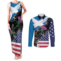 Scottish-American Heritage Month Couples Matching Tank Maxi Dress and Long Sleeve Button Shirt Proud Scottish American Heritage