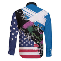 Scottish-American Heritage Month Family Matching Long Sleeve Bodycon Dress and Hawaiian Shirt Proud Scottish American Heritage