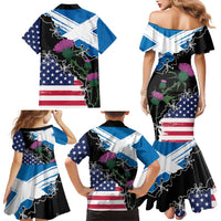 Scottish-American Heritage Month Family Matching Mermaid Dress and Hawaiian Shirt Proud Scottish American Heritage