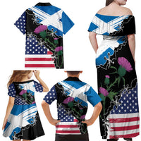 Scottish-American Heritage Month Family Matching Off Shoulder Maxi Dress and Hawaiian Shirt Proud Scottish American Heritage