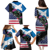 Scottish-American Heritage Month Family Matching Puletasi and Hawaiian Shirt Proud Scottish American Heritage