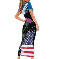 Scottish-American Heritage Month Family Matching Short Sleeve Bodycon Dress and Hawaiian Shirt Proud Scottish American Heritage