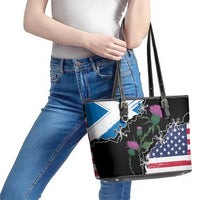 Scottish-American Heritage Month Leather Tote Bag Proud Scottish American Heritage