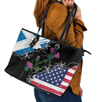 Scottish-American Heritage Month Leather Tote Bag Proud Scottish American Heritage