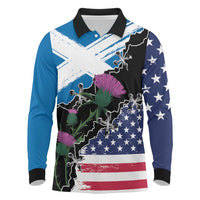 Scottish-American Heritage Month Long Sleeve Polo Shirt Proud Scottish American Heritage