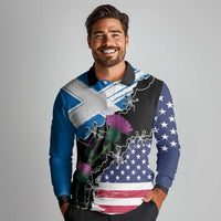 Scottish-American Heritage Month Long Sleeve Polo Shirt Proud Scottish American Heritage