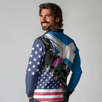 Scottish-American Heritage Month Long Sleeve Polo Shirt Proud Scottish American Heritage