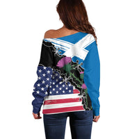 Scottish-American Heritage Month Off Shoulder Sweater Proud Scottish American Heritage