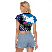 Scottish-American Heritage Month Raglan Cropped T Shirt Proud Scottish American Heritage