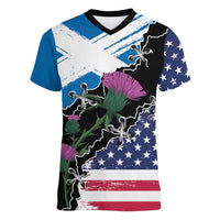 Scottish-American Heritage Month Women V-Neck T-Shirt Proud Scottish American Heritage