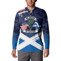 USA Scotland Flag Button Sweatshirt My Nation My Heritage