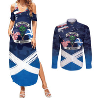 USA Scotland Flag Couples Matching Summer Maxi Dress and Long Sleeve Button Shirt My Nation My Heritage