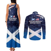 USA Scotland Flag Couples Matching Tank Maxi Dress and Long Sleeve Button Shirt My Nation My Heritage