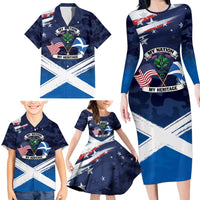 USA Scotland Flag Family Matching Long Sleeve Bodycon Dress and Hawaiian Shirt My Nation My Heritage