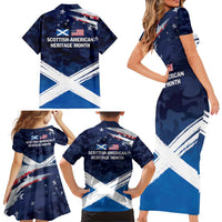 USA Scotland Flag Family Matching Short Sleeve Bodycon Dress and Hawaiian Shirt My Nation My Heritage