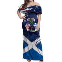 USA Scotland Flag Off Shoulder Maxi Dress My Nation My Heritage