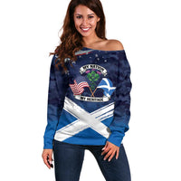USA Scotland Flag Off Shoulder Sweater My Nation My Heritage