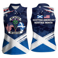 USA Scotland Flag Women Sleeveless Polo Shirt My Nation My Heritage