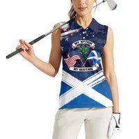 USA Scotland Flag Women Sleeveless Polo Shirt My Nation My Heritage