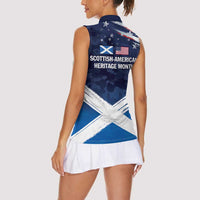 USA Scotland Flag Women Sleeveless Polo Shirt My Nation My Heritage
