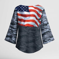 Brave Souls Remembered Patriotic Military Tribute Art Kimono Sleeve Blouse