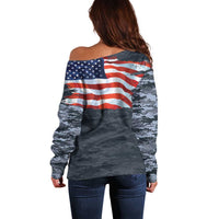 Brave Souls Remembered Patriotic Military Tribute Art Off Shoulder Sweater
