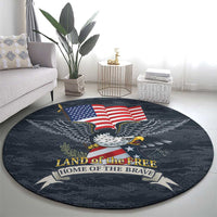 Brave Souls Remembered Patriotic Military Tribute Art Round Carpet