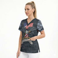 Brave Souls Remembered Patriotic Military Tribute Art Scrub Top