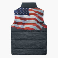 Brave Souls Remembered Patriotic Military Tribute Art Sleeveless Puffer Jacket